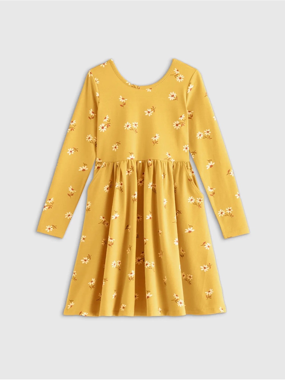 Quince Mustard Floral Long Sleeve Dress for Girls